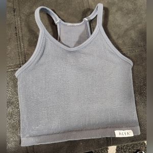 ACTA Wear Gray Racerback Crop Tank